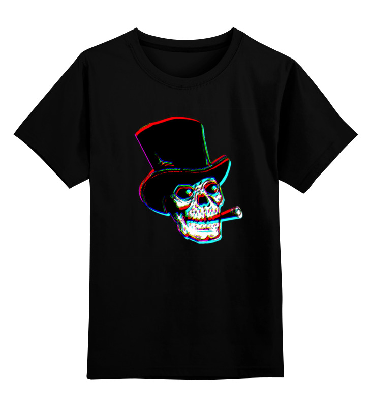 цена Printio Детская футболка классическая унисекс Череп в шляпе с сигарой