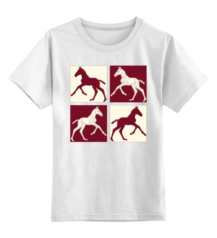 Printio Детская футболка классическая унисекс Жеребята на красном и бежевом фоне