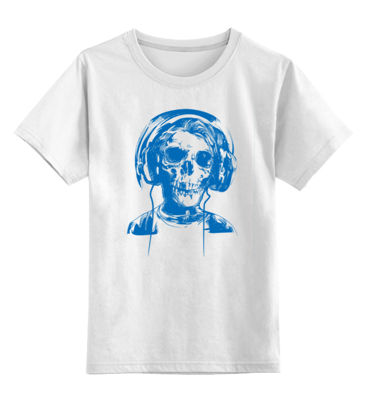Printio Детская футболка классическая унисекс I love music (череп в наушниках) printio футболка с полной запечаткой для девочек i love music череп в наушниках