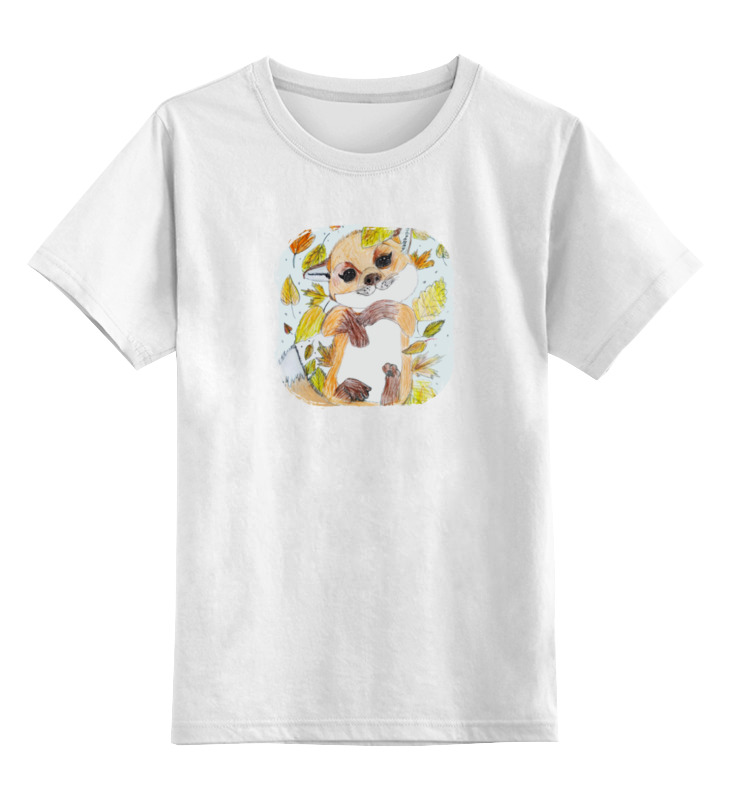 женская футболка ёж и лис в осеннем саду l белый Printio Детская футболка классическая унисекс Лисенок