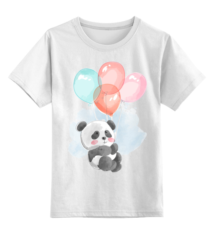 printio детская футболка классическая унисекс маленькая панда летит на воздушных шариках Printio Детская футболка классическая унисекс Маленькая панда летит на воздушных шариках