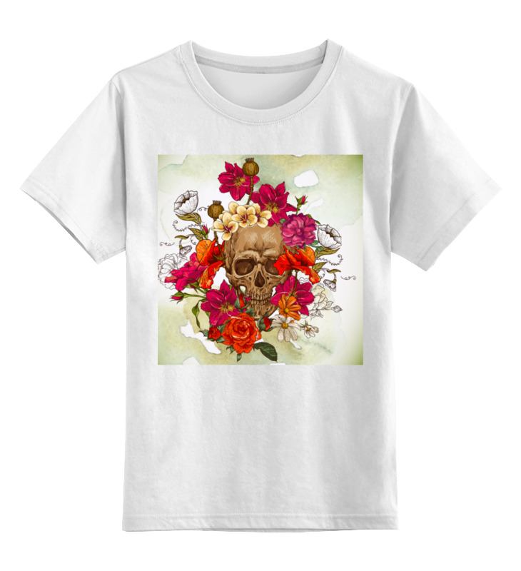 Printio Детская футболка классическая унисекс Череп в цветах деревянные пазлы арт череп в цветах детская логика