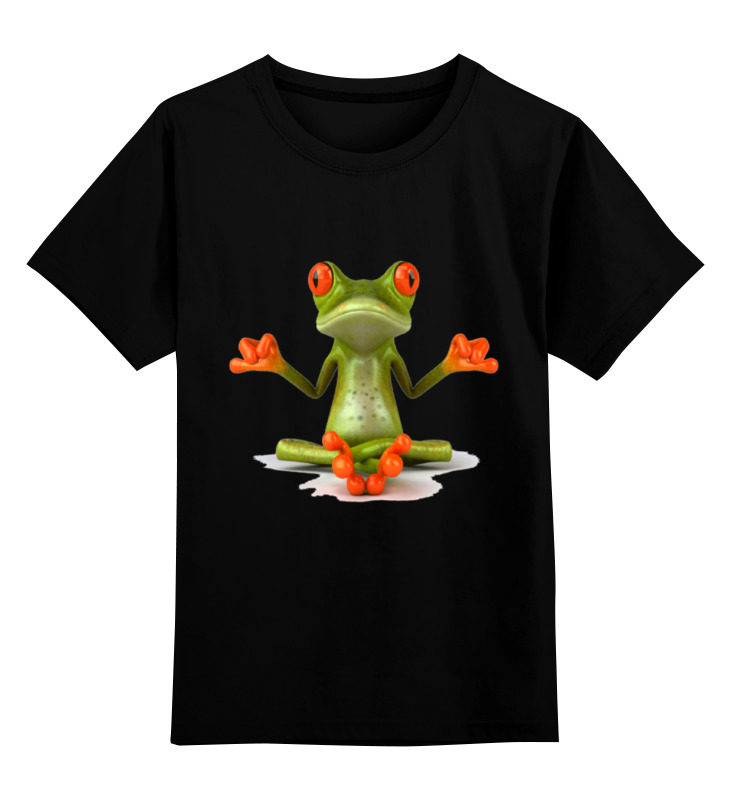 Printio Детская футболка классическая унисекс Лягушка медетирует..жаба.мульт. серьга каффа лягушка цвет чёрный