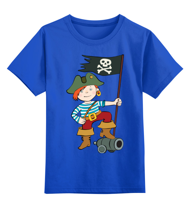 Printio Детская футболка классическая унисекс Пират рюкзак синий с флагом