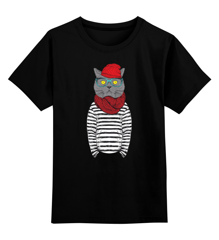 Printio Детская футболка классическая унисекс Кот хипстер детская футболка заяц в очках 152 красный