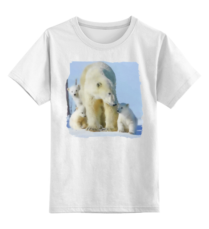 Printio Детская футболка классическая унисекс Белая медведица с медвежатами белая медведица с медвежатами 1353733 s белый