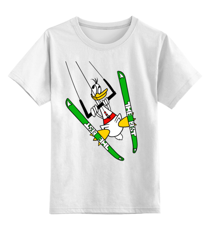 Printio Детская футболка классическая унисекс Утка-кайтер, лыжник. детский printio детская футболка классическая унисекс олень кайтер детский
