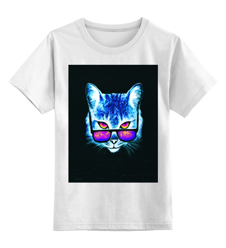 printio детская футболка классическая унисекс в семье главный кот Printio Детская футболка классическая унисекс Кот в очках
