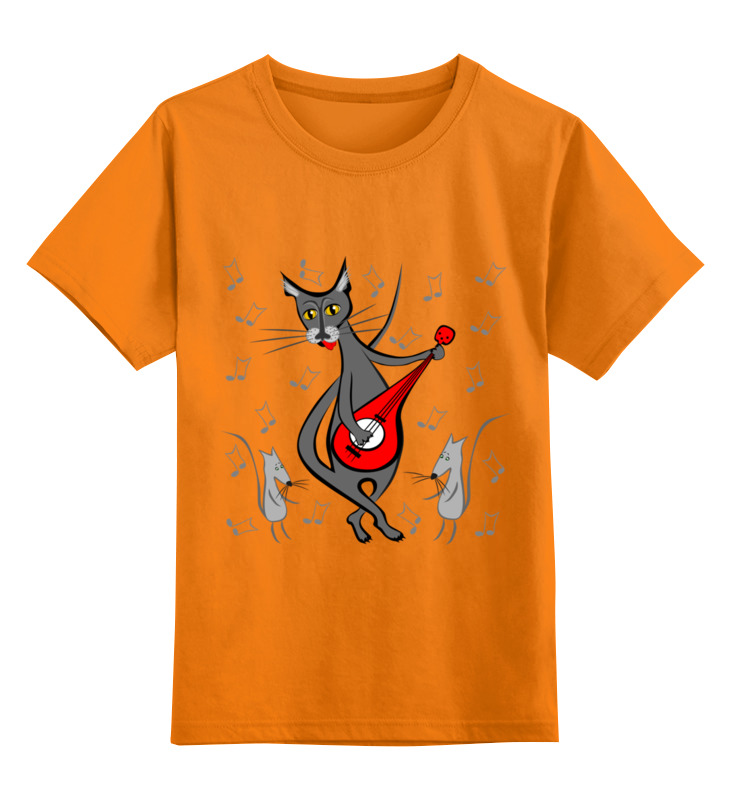 Printio Детская футболка классическая унисекс Кот с гитарой - мышь в танце