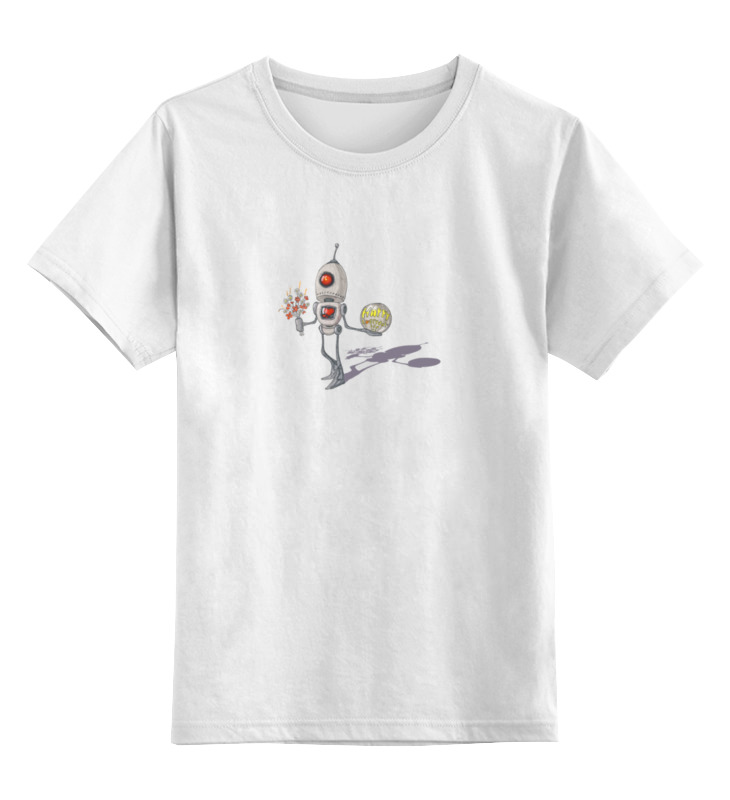 Printio Детская футболка классическая унисекс Веселый робот с цветочками happy everyday мужская футболка милый котёнок с сердцем s черный