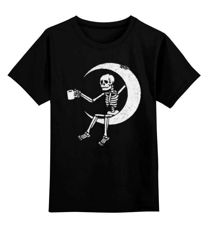 Printio Детская футболка классическая унисекс Скелет на луне printio детская футболка классическая унисекс поросенок отдыхает на луне