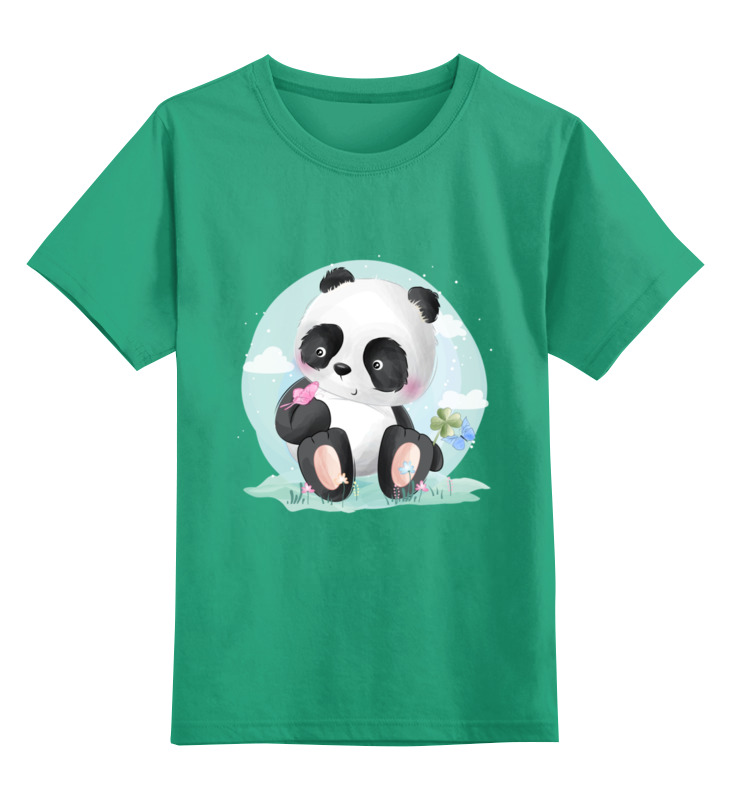 Printio Детская футболка классическая унисекс Маленькая панда с бабочкой и цветочком жидкий чехол с блестками позы маленькой панды на xiaomi redmi 4a сяоми редми 4а