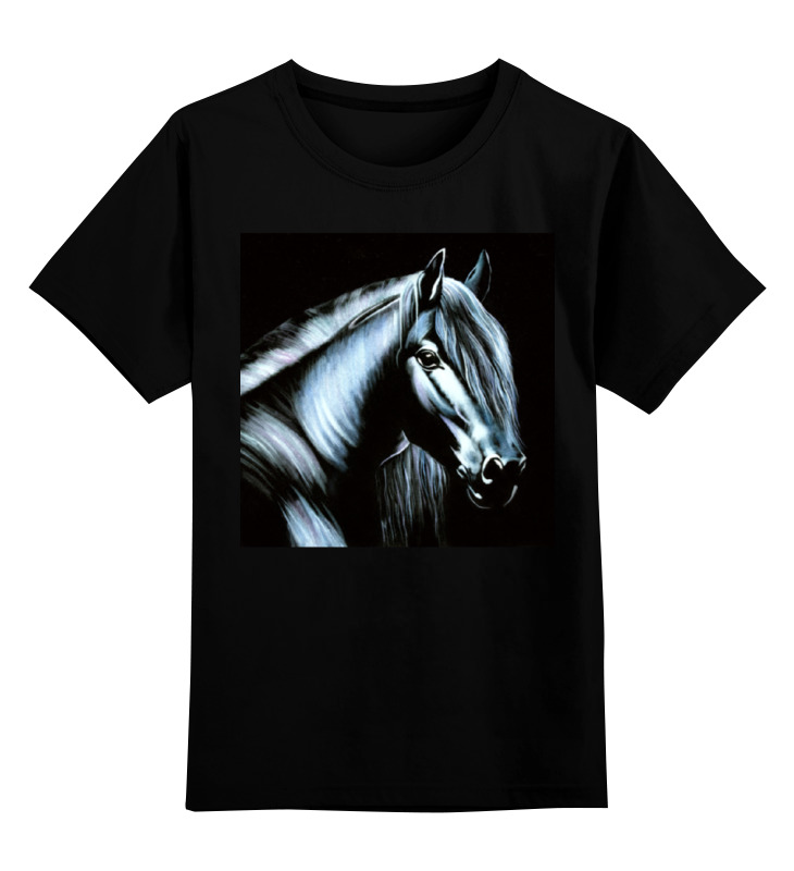 Printio Детская футболка классическая унисекс Лошадь на черном бархате