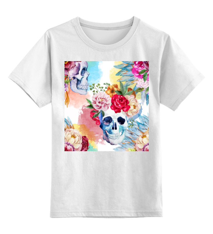 Printio Детская футболка классическая унисекс Черепа в цветах