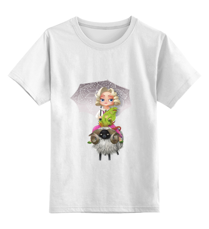 Printio Детская футболка классическая унисекс Девочка на баране детская футболка авокадо едет в отпуск 164 белый