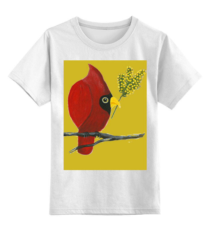 Printio Детская футболка классическая унисекс Птицы кардиналы с мимозой printio детская футболка классическая унисекс на ветке с мимозой