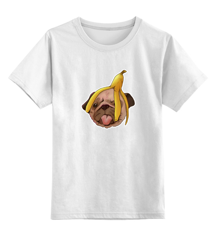 Printio Детская футболка классическая унисекс Мопс и банановая кожура printio свитшот унисекс хлопковый мопс и банановая кожура