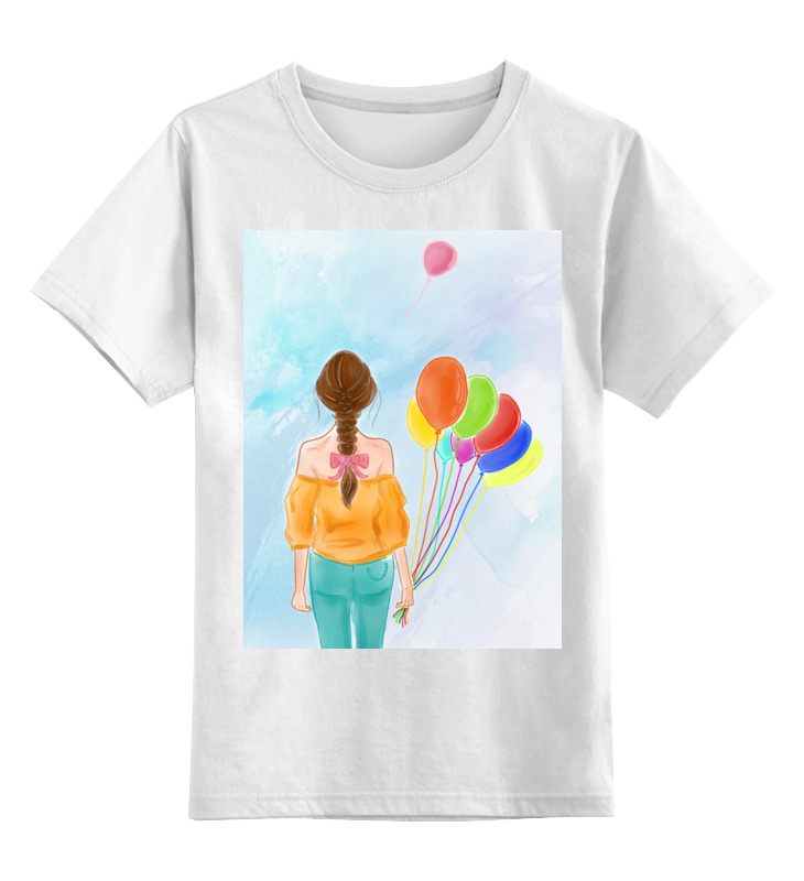 девушка с воздушными шарами Printio Детская футболка классическая унисекс Девушка с воздушными шарами