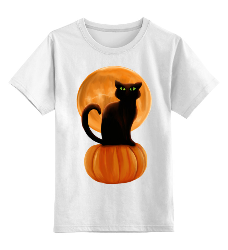 Printio Детская футболка классическая унисекс Halloween фигура кошка сидит черная 20х7х7см