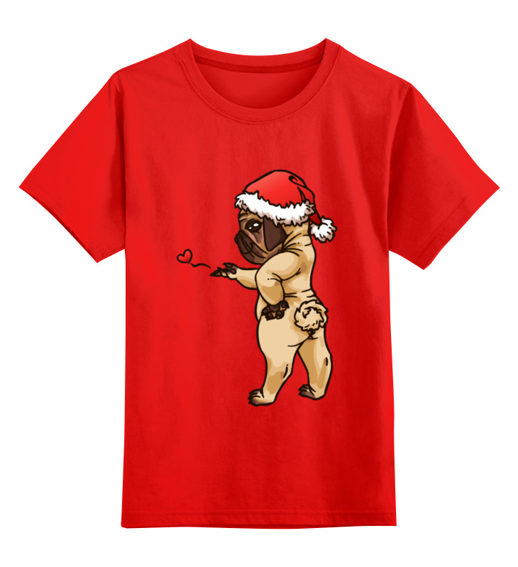 Printio Детская футболка классическая унисекс Новогодний мопс мужская футболка корги в шапке l красный