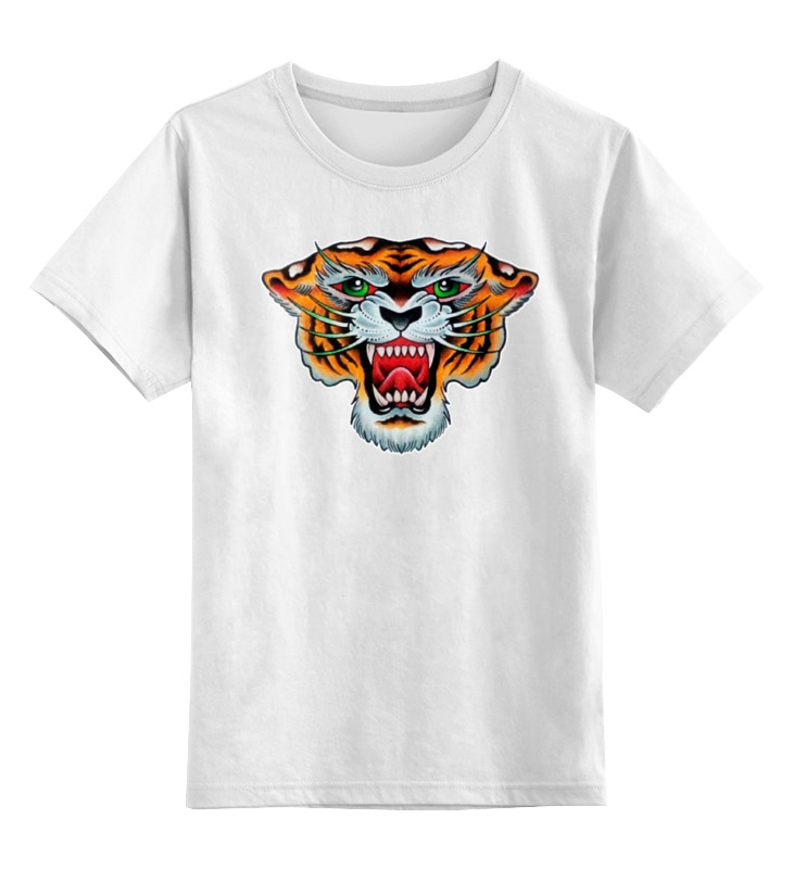 Printio Детская футболка классическая унисекс Tiger old school детская футболка мопс ч б old style tattoo 104 белый