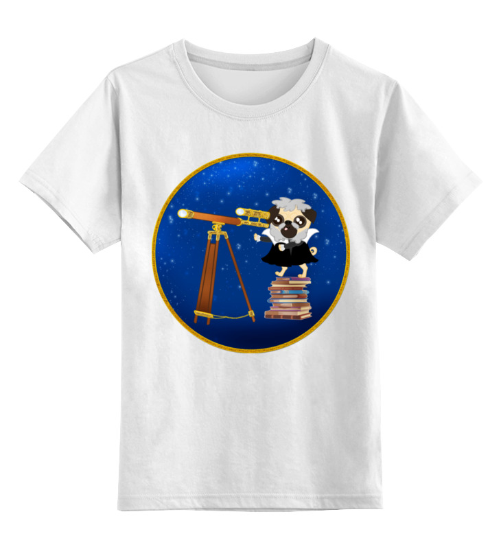 Printio Детская футболка классическая унисекс Мопс. астроном. мопсилео мопсилей