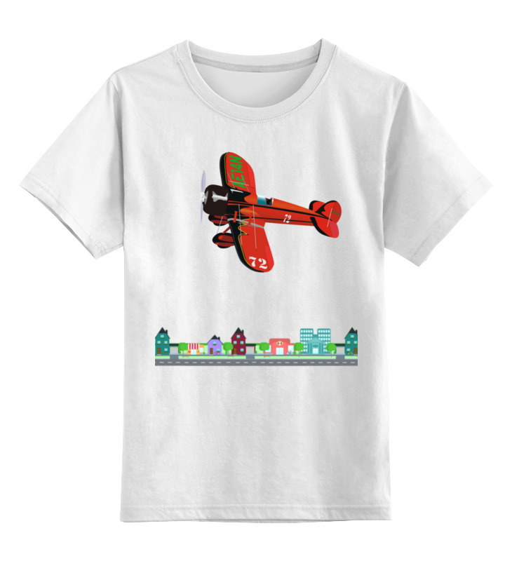 Printio Детская футболка классическая унисекс Красный самолет над городом printio детская футболка классическая унисекс крылья над городом