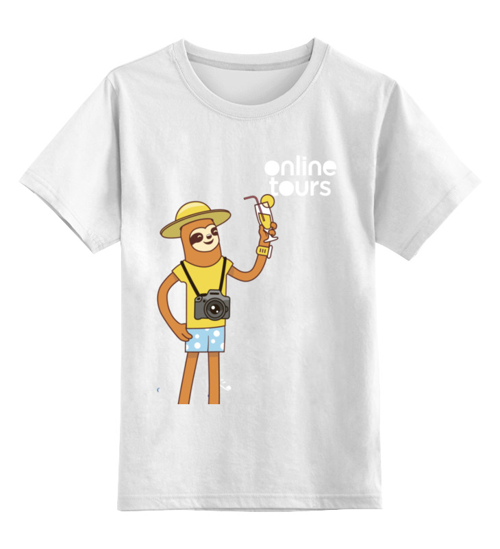 Printio Детская футболка классическая унисекс Ленивец с коктейлем