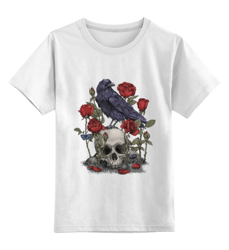 Printio Детская футболка классическая унисекс Череп и ворон череп и ворон 739414 2xs белый