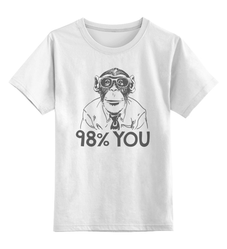Printio Детская футболка классическая унисекс Шимпанзе - ты на 98% printio свитшот унисекс хлопковый шимпанзе ты на 98%