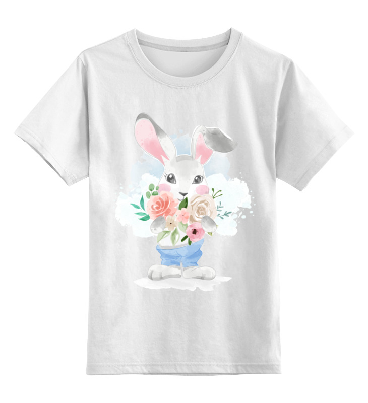 цена Printio Детская футболка классическая унисекс Зайка с цветами