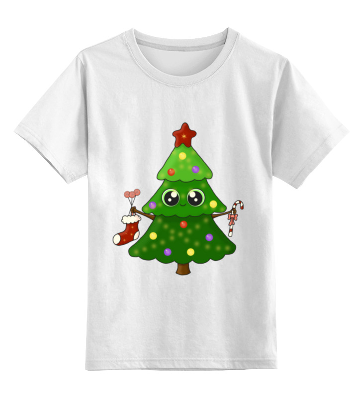 новогодняя аппликация пуговками чудесного нового года ёлочка Printio Детская футболка классическая унисекс Добрый новый год