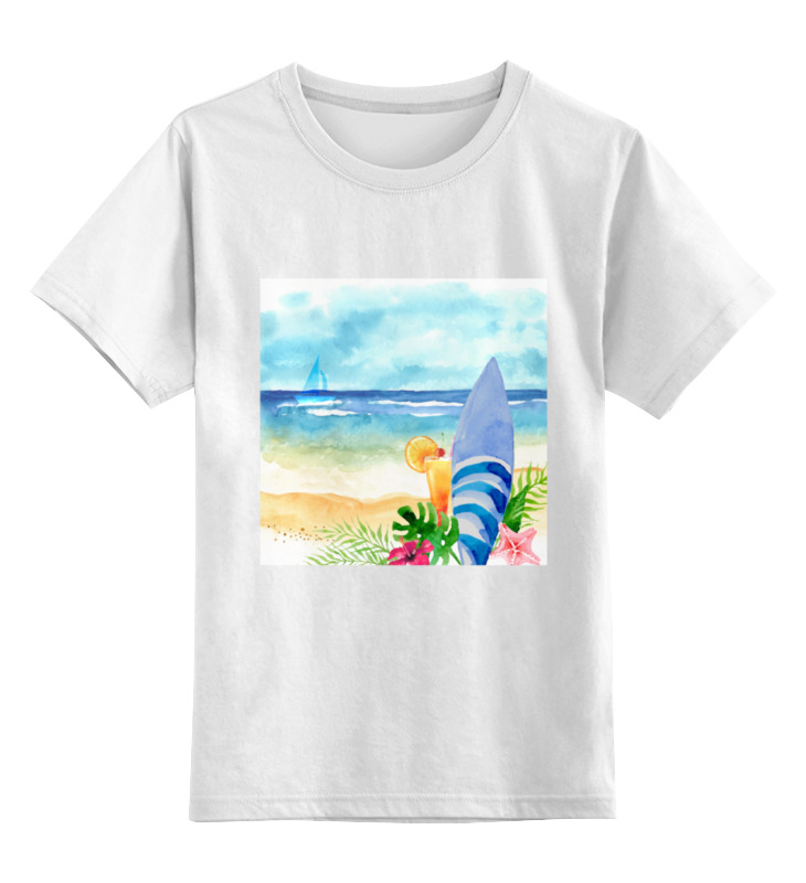 Printio Детская футболка классическая унисекс Пляжная детская футболка кактус с коктейлем 104 синий