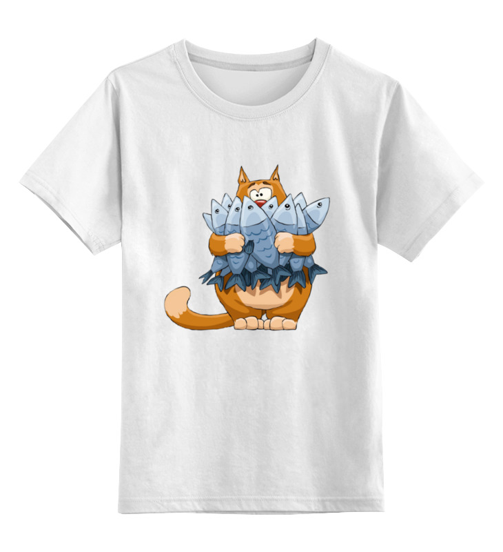 Printio Детская футболка классическая унисекс Кот с рыбой.