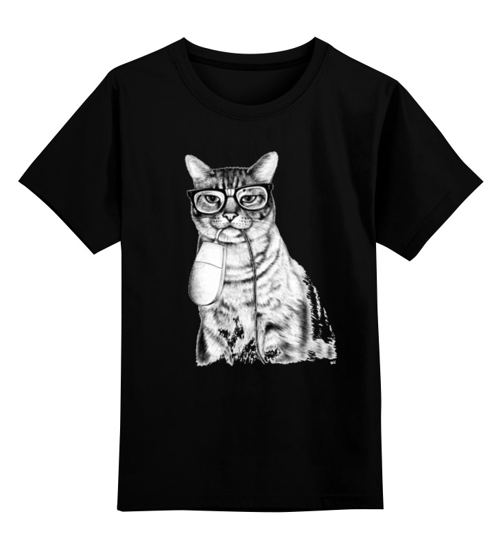 printio детская футболка классическая унисекс кот хипстер Printio Детская футболка классическая унисекс Кот-хипстер и мышь