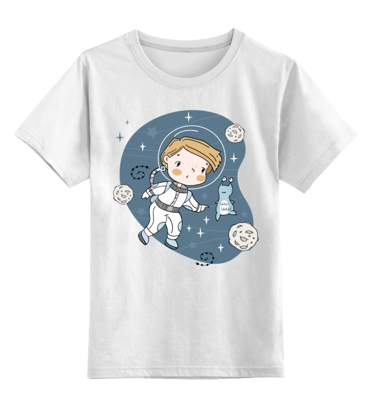 printio детская футболка классическая унисекс портрет космонавта Printio Детская футболка классическая унисекс Мальчик космонавт