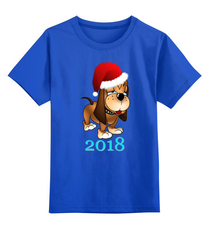 Printio Детская футболка классическая унисекс Новый 2018 год сумка корги мультяшная собака ярко синий