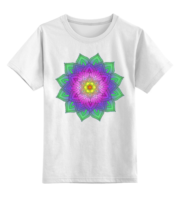 printio футболка классическая узор неоновых мехенди Printio Детская футболка классическая унисекс Яркий цветок - мандала