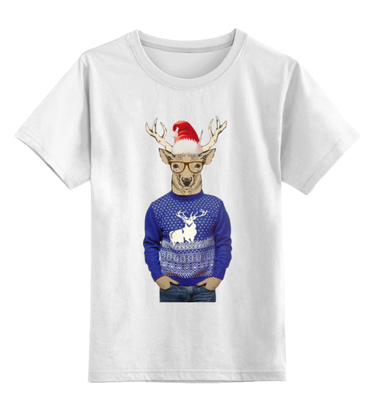 Printio Детская футболка классическая унисекс С олень новогодний в свитере printio сумка с олень новогодний в свитере