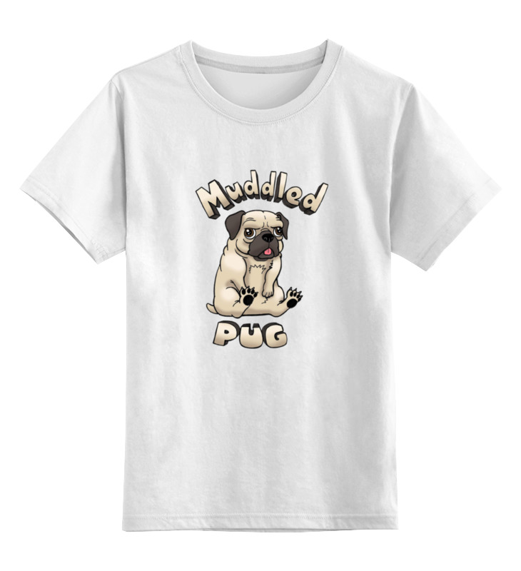 printio детская футболка классическая унисекс собака pug Printio Детская футболка классическая унисекс Muddled pug