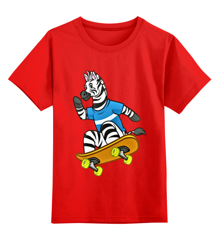 Printio Детская футболка классическая унисекс Зебра на скейте printio детские боди зебра на скейте