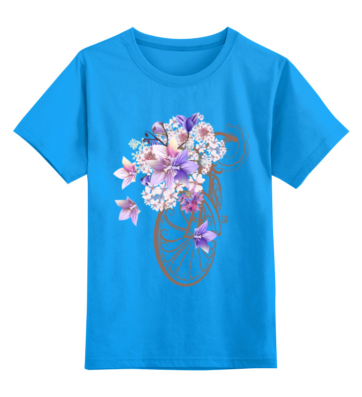 детская футболка капибара с летними цветами 164 синий Printio Детская футболка классическая унисекс Велосипед