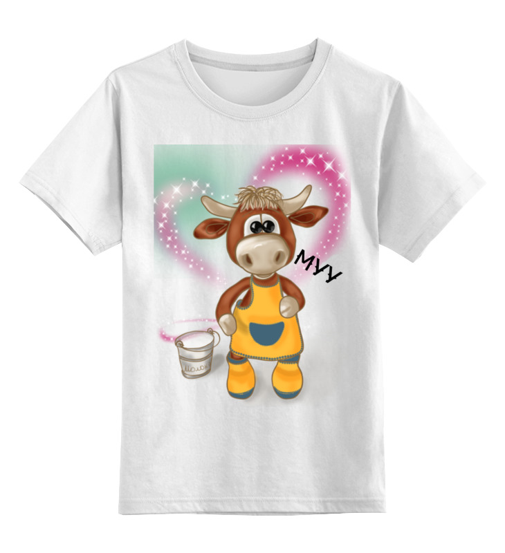 Printio Детская футболка классическая унисекс Корова с ведром молока залейна торстен мычит корова му