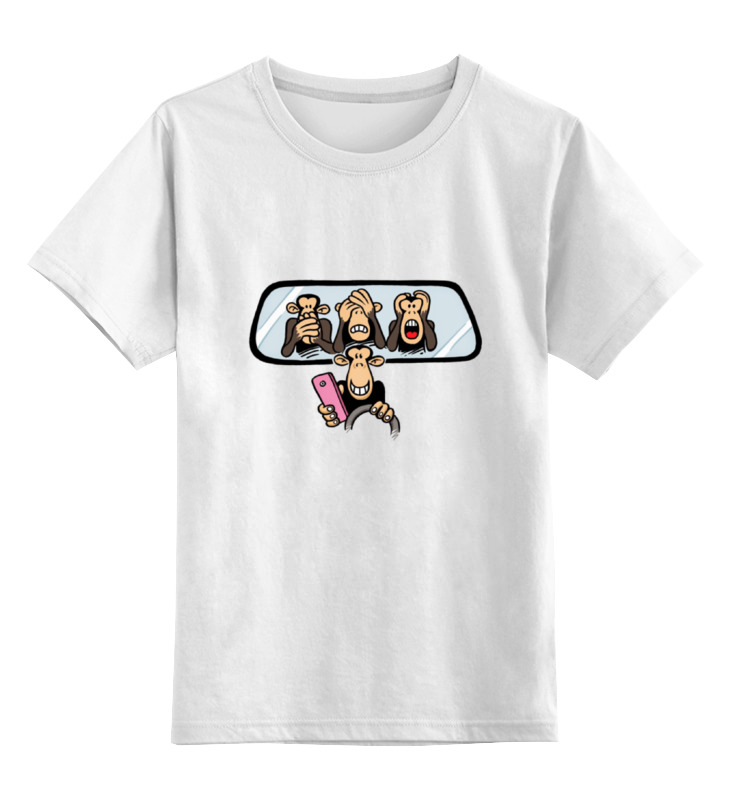 цена Printio Детская футболка классическая унисекс Обезьянки в машине