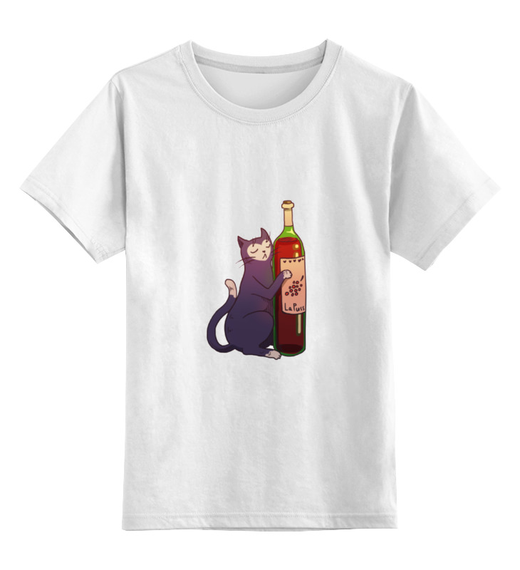 Printio Детская футболка классическая унисекс Кыска и винишко футболка милая кошечка бантик размер 3 года белый