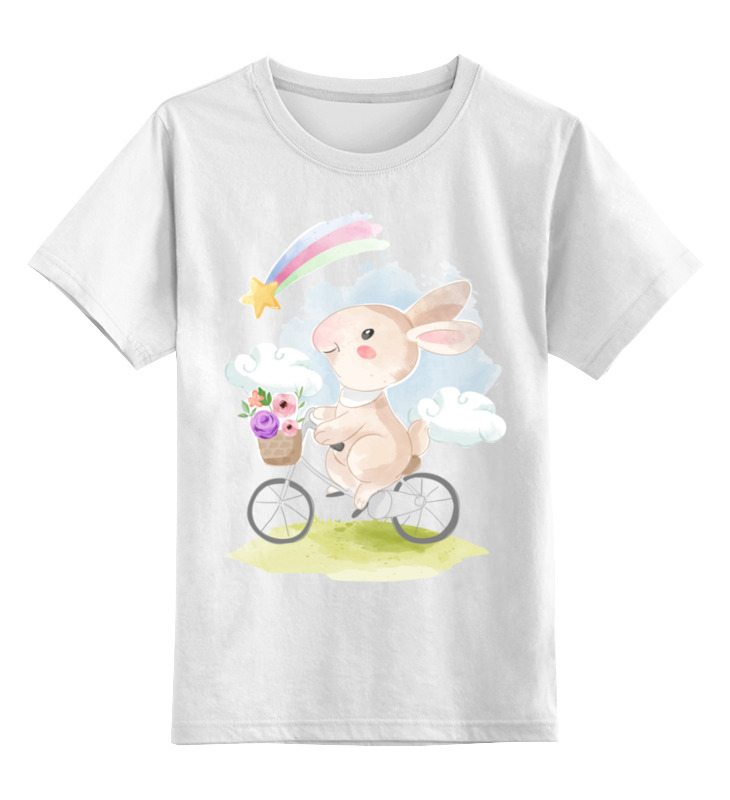 Printio Детская футболка классическая унисекс Зайчик на велосипеде