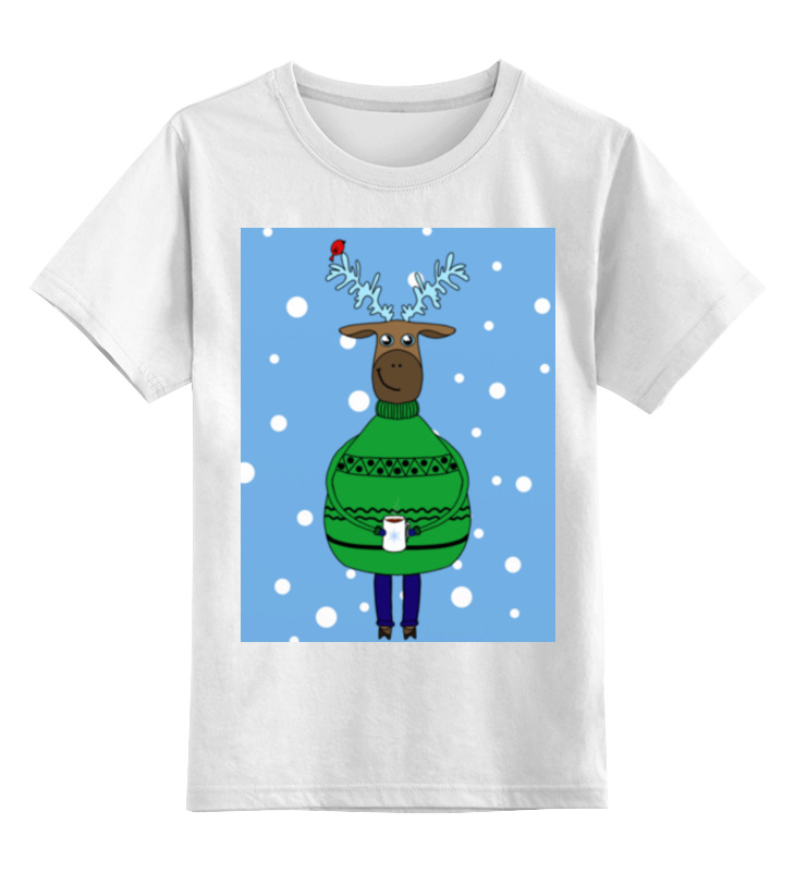 Printio Детская футболка классическая унисекс Новогодний олень детская футболка девочка в пикачу свитере 128 синий