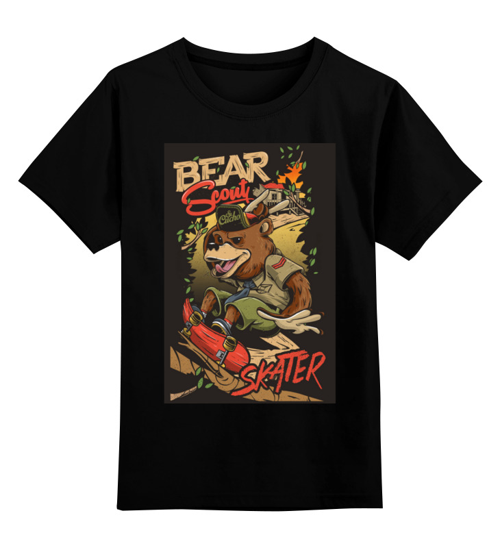 цена Printio Детская футболка классическая унисекс Bear skater