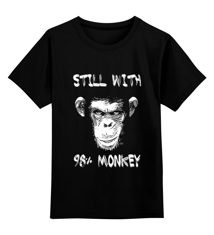Printio Детская футболка классическая унисекс Steel whit 98% monkey printio детская футболка классическая унисекс steel whit 98% monkey