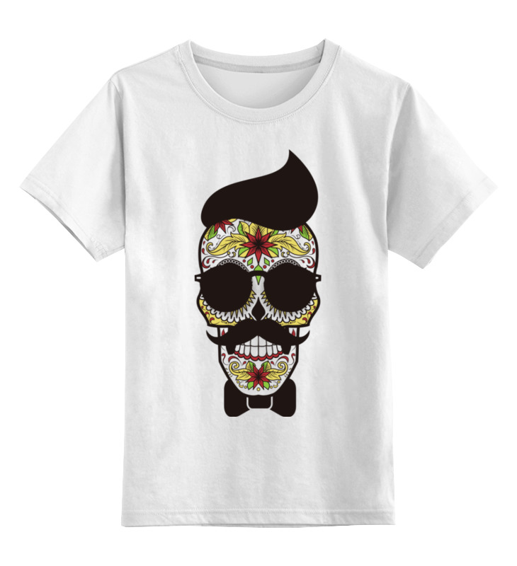 Printio Детская футболка классическая унисекс Череп, усы и бабочка